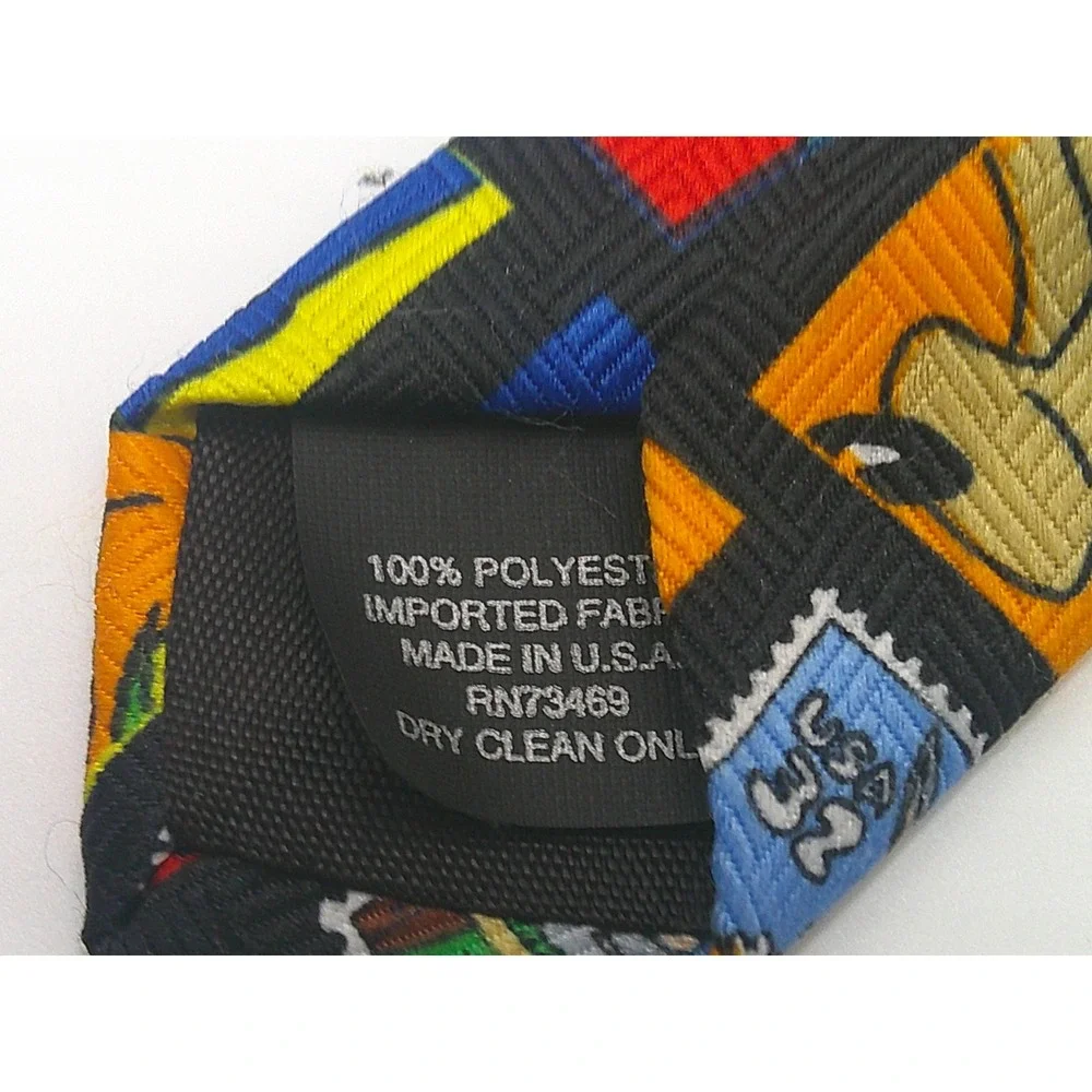 Vintage 1997 Looney Tunes Stamp Collection Men's Tie USPS Bugs Bunny Daffy Duck